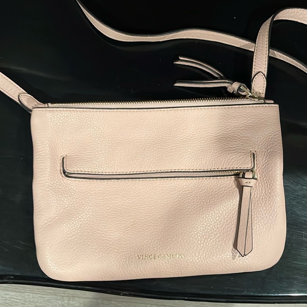 Vince Camuto Pebbled Leather Gally Crossbody Purse Bag in Cameo Rose